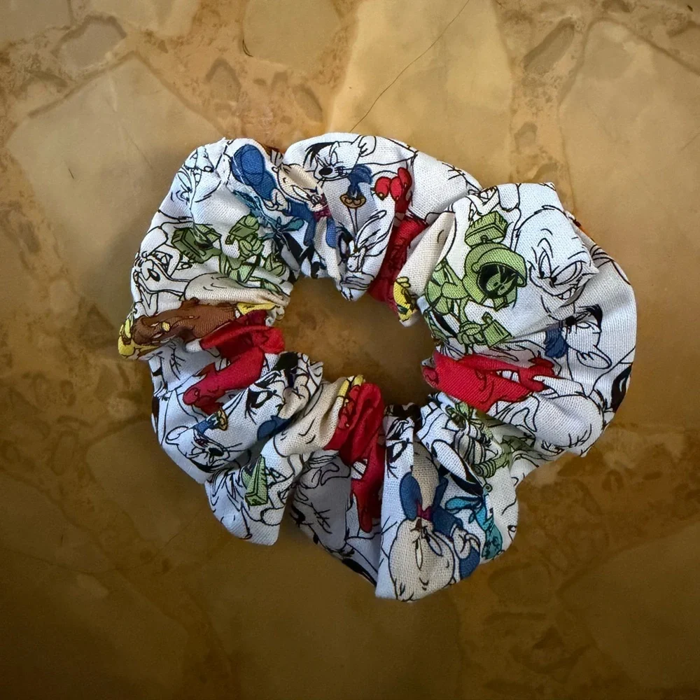 Handmade Cartoon Character White Multi-Color Scrunchie